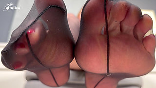 Worship My Fragrant, Moist, Warm, Silky Feet! - Pantyhose Domination with Foot Worship and Jerk off with Miss Adrastea