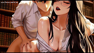 Gap Moe Glasses Beautiful Woman, the Private Study Session in the Library.super Temptation.episode 3. Ai-generated