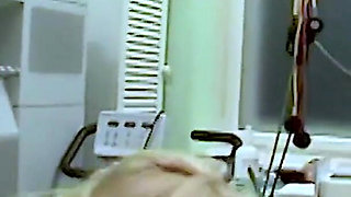 Shaved pussy fucked by gynecologist