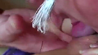 Brunette teen gets jizzed on her big tits