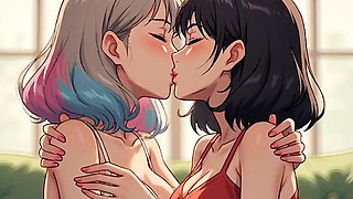 AI Generated Cartoon content, Uncensored video of 18 Year old Anime Girl, Kissing Orgasm of Mature Women