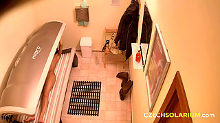 Czech Solarium 147 Brunette Plays with Her Pussy Again