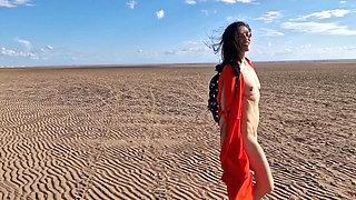 Naked Exhibicionist on Beach