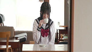 A146g01 a Young Girl with Braided Black Hair Seduces the Caf Owner!? A Perverted Game Secretly Falling Into Masochistic Pleasure