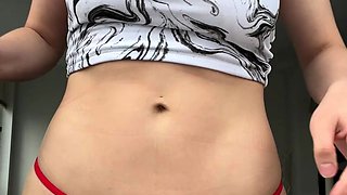 Brunette solo darling masturbating at home