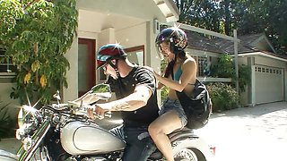 Kristine Kay finds a biker who drives her back home