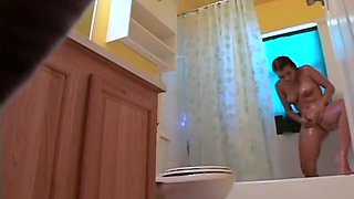 Stepdaughter 21 shaves pussy in shower (voyeur)