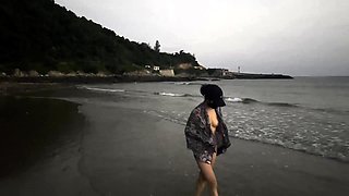 Solo Ashley Graham masturbates outdoors