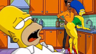 Animated cartoon, cheating housewife, marge simpson