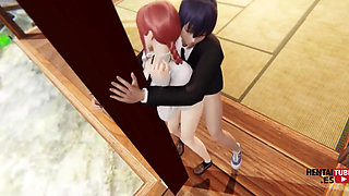 Chainsaw Man Hentai - Aki Fucks Makima While She's Clinging to the Column of Her House.