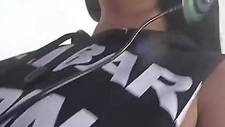 Big Ass and Cute Brunette Playing Fall Guys on the Playstation While Sucking a Huge White Cock!!