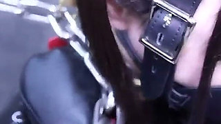 Kneeling Bondage with Latex Binding, Chain Binding