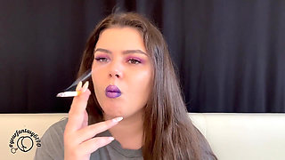 Purple Smoke Seduction: Close-up Vaping & Smoking