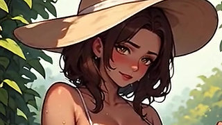Waifu Garden Lady POV - Panties Aside Penetration & Bench Close-Up Fucking (Preview)