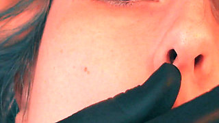 Giant Stepmother Caught Skinny Stepdaughter, Touching Her Hairy Pussy, Covering Her Mouth and Pressing Nipples Until Lactating