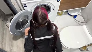 Anime Girl - Cute Stuck In Washing Machine