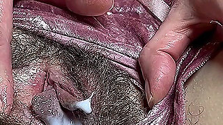 Look at My Hairy Under Wet and Dirty Shorts,leaking Cream From Hairy Vagina