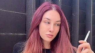 Smoking Outdoor Along Hair Fetish and Boobs Flash
