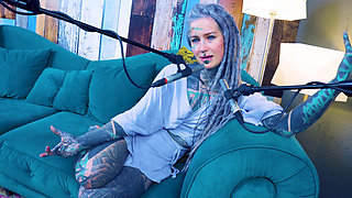 I talk about S - Shame - ASMR podcast SFW talking goth skinny girl dreadlocks tattoo model inked girl