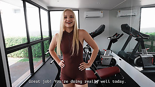 POV: Experienced Trainer Knows How to Take His Petite Client From Squats to Bed for Fills Her Mouth with Cum