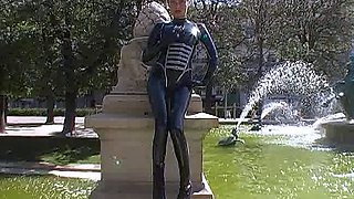 Latex slut solo anal masturbation