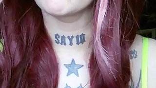 Sexy Alternative Redhead Drinking Soda and Burping