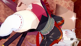 Nakiri Ayame enjoys some flirty fun in the bedroom