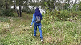 Public Sex with a Hot Stranger in Forest, Slut Showed Big Perfect Tits, Creampie