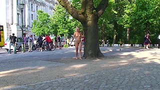 Blonde Amateur Takes Facial Cumshot Outdoors In Public