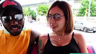 Busty Thai MILF picked up for a dirty interracial threesome