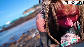 Outdoor Beach Pov Blowjob Sloppy By The Waves - Lily Lu