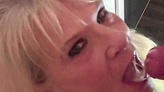 British Blonde Gets a Mouthful of Cum