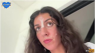 Katty West - Walking With Cum On Face In Cafe - Girl Eats Pizza And Swallows Cum - Cumwalk