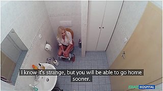 Karol Lilien And George Uhl - Busty Blonde Needs Help In The Doctors Toilet