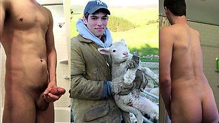 Baited Straight Hung Young Guy football gear and jacking off
