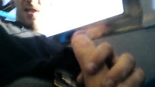 Str8 Big-Cock Hunk Strokes on the Bus