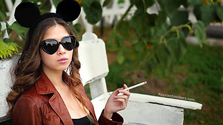 Sensual Russian Angel Smoking Cigarette in Sunlight