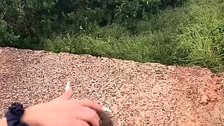 Amateur milf car outdoor handjob