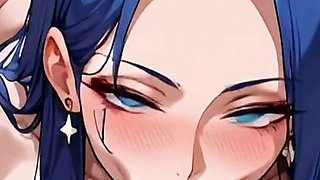 Anime Ai Tattooed Girl Performs Deep Throat