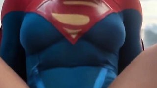 Brunette supergirl pussy fucked on beach and bedroom anal
