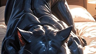 Furry Deer Doe Masturbates In Shower Fantasizing About Black Panther