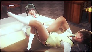 Lesbian After School Scissoring On Bed