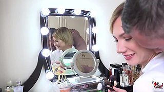 Angel The Dreamgirl Gives Intense Handjob & Footjob in Black Nylon Pantyhose - Cumshot in 4K