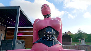 Cristal Kinky Pink Rubber Doll Getting Fucked Outdoors POV