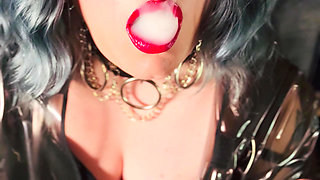 She's A PVC Dream! Tina Snua Smokes 2 Cigarettes With Drifts, Snap Inhales & OMI. Cough, Smoking Smoker