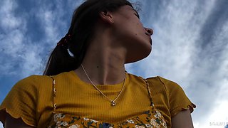 Cute brunette young hookup amateur teen blowjob