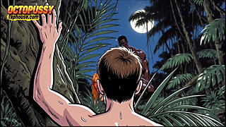 Sexy White Wife Tastes a Big Black Cock in Front of Her Cuckold Husband. Cartoon Comic Story