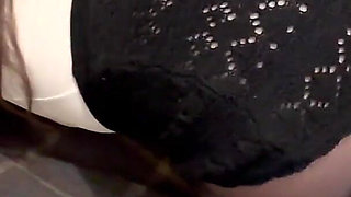 Footjob in Black Pantyhose in a Cottage