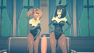 Uma Musume - Eishin Flash and Smart Falcon Bunnysuits Sex - 3D Hentai Animations