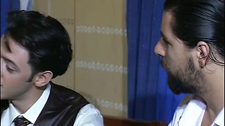 Threesome - Stunning Young Italian Brunette Enjoys 2 Big Italian Cocks and Takes Cum on Angel Face